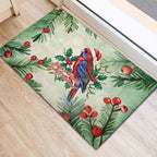 Watercolor Floral Crimson Rosella Rubber Doormat It’s Aussie Christmas Time! - Aussie Hoodie