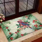 Watercolor Floral Crimson Rosella Rubber Doormat It’s Aussie Christmas Time! - Aussie Hoodie