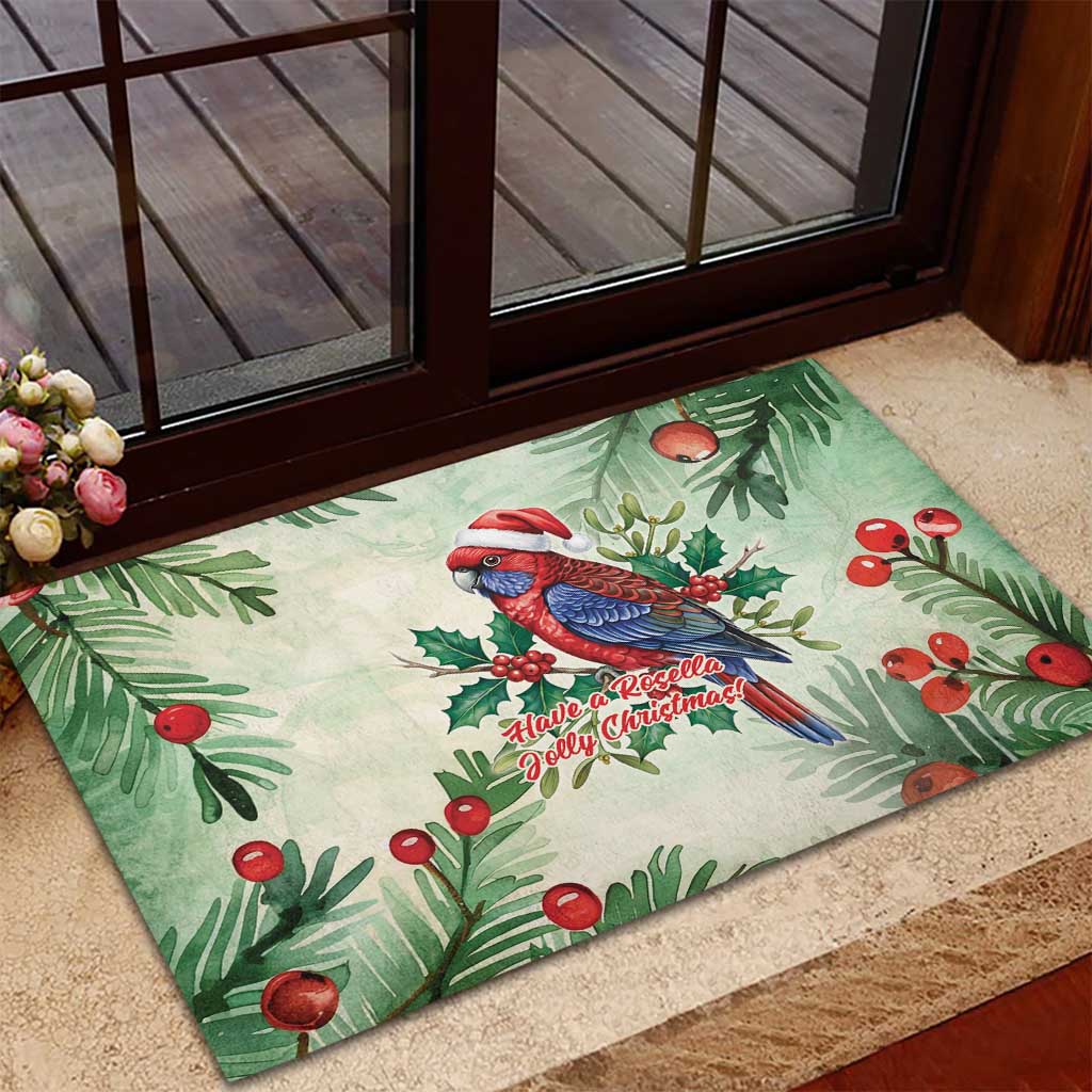 Watercolor Floral Crimson Rosella Rubber Doormat It’s Aussie Christmas Time! - Aussie Hoodie