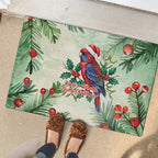 Watercolor Floral Crimson Rosella Rubber Doormat It’s Aussie Christmas Time! - Aussie Hoodie