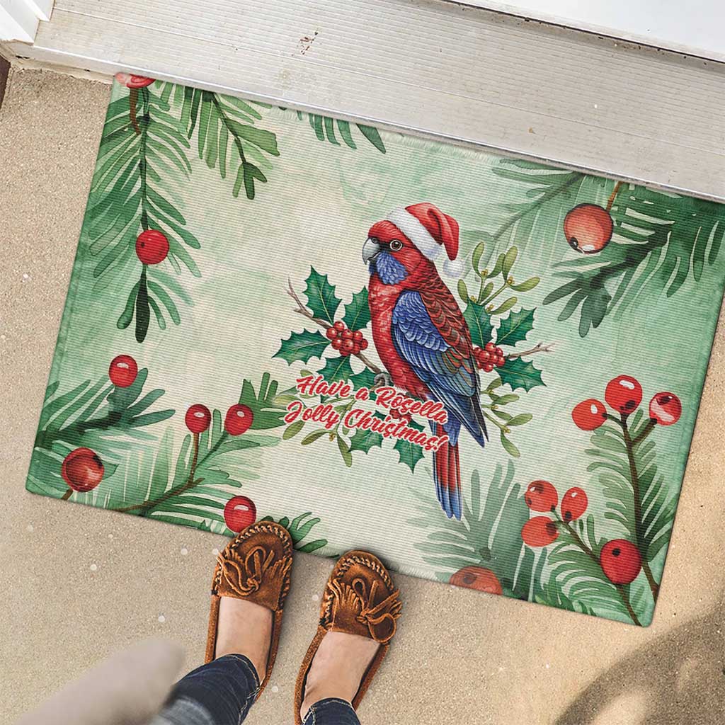 Watercolor Floral Crimson Rosella Rubber Doormat It’s Aussie Christmas Time! - Aussie Hoodie