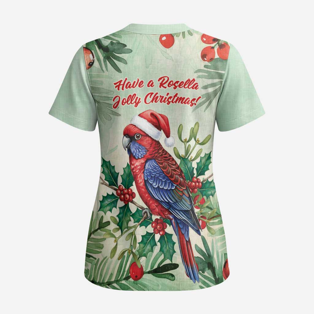 Watercolor Floral Crimson Rosella Scrub Top It’s Aussie Christmas Time! - Aussie Hoodie