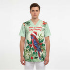 Watercolor Floral Crimson Rosella Scrub Top It’s Aussie Christmas Time! - Aussie Hoodie