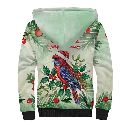 Watercolor Floral Crimson Rosella Sherpa Hoodie It’s Aussie Christmas Time! - Aussie Hoodie