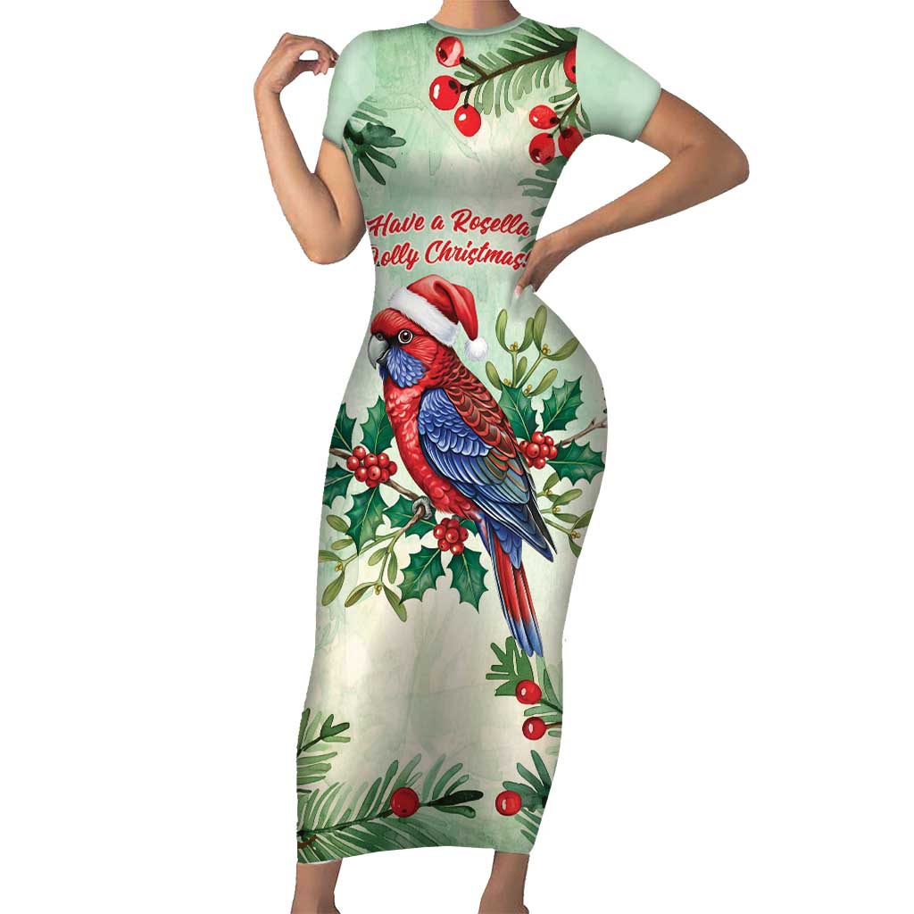 Watercolor Floral Crimson Rosella Short Sleeve Bodycon Dress It’s Aussie Christmas Time! - Aussie Hoodie