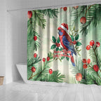 Watercolor Floral Crimson Rosella Shower Curtain It’s Aussie Christmas Time! - Aussie Hoodie