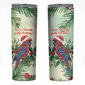 Watercolor Floral Crimson Rosella Skinny Tumbler It’s Aussie Christmas Time! - Aussie Hoodie