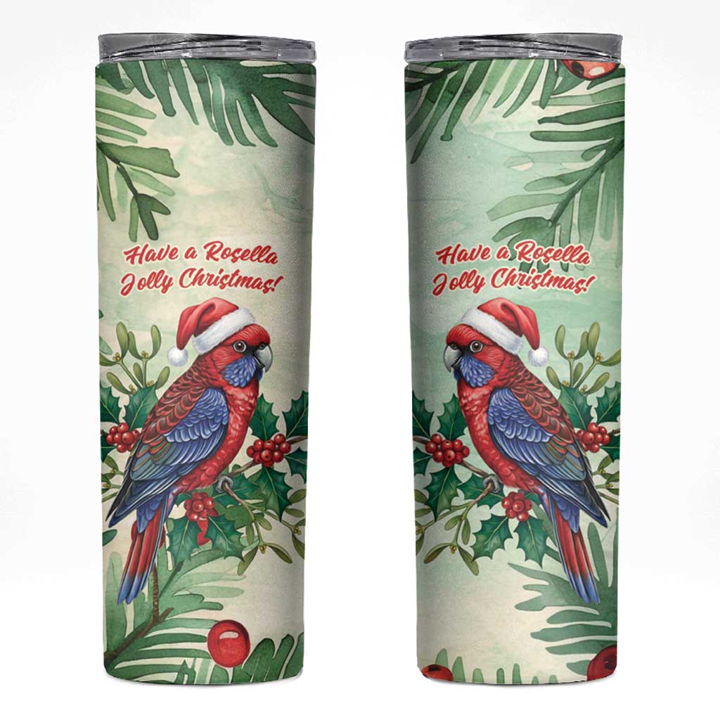 Watercolor Floral Crimson Rosella Skinny Tumbler It’s Aussie Christmas Time! - Aussie Hoodie