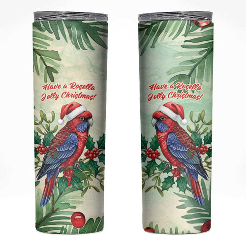 Watercolor Floral Crimson Rosella Skinny Tumbler It’s Aussie Christmas Time! - Aussie Hoodie