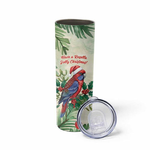 Watercolor Floral Crimson Rosella Skinny Tumbler It’s Aussie Christmas Time! - Aussie Hoodie