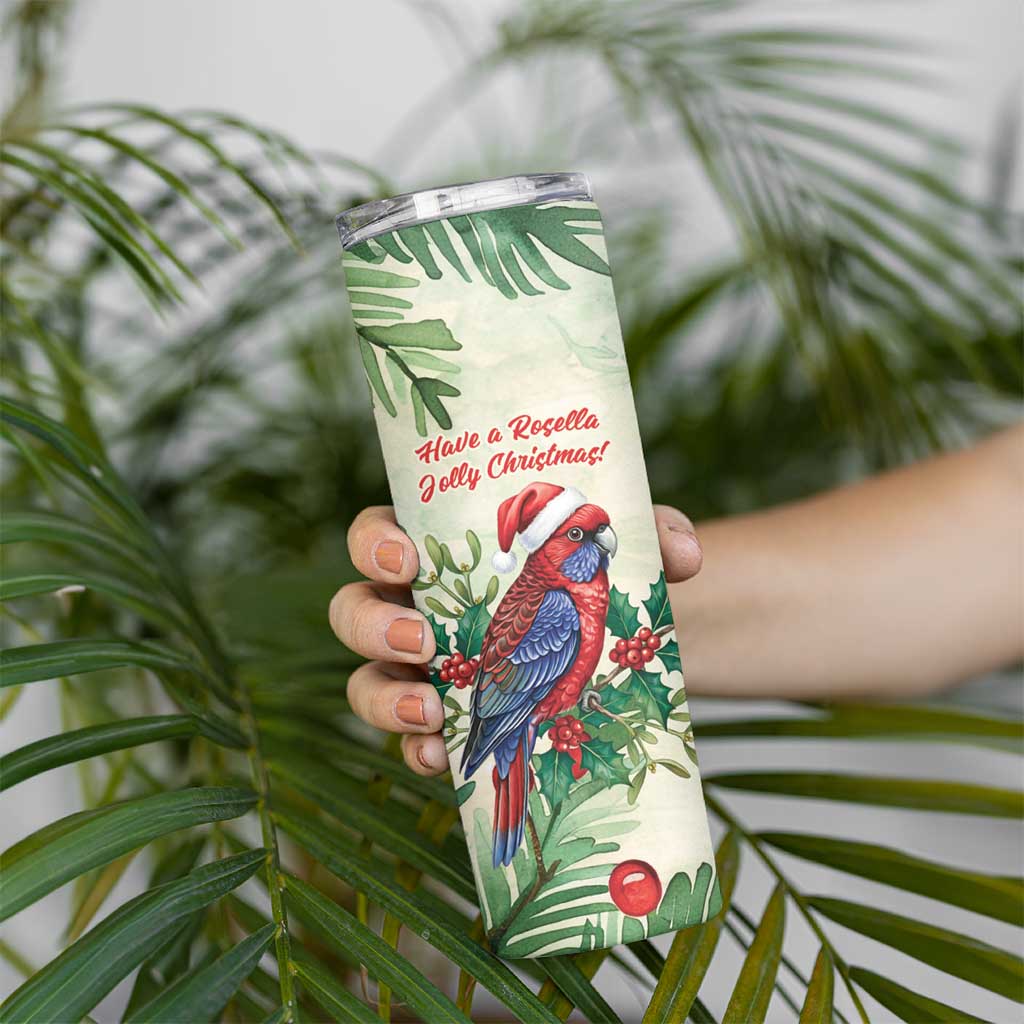 Watercolor Floral Crimson Rosella Skinny Tumbler It’s Aussie Christmas Time! - Aussie Hoodie