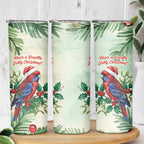 Watercolor Floral Crimson Rosella Skinny Tumbler It’s Aussie Christmas Time! - Aussie Hoodie