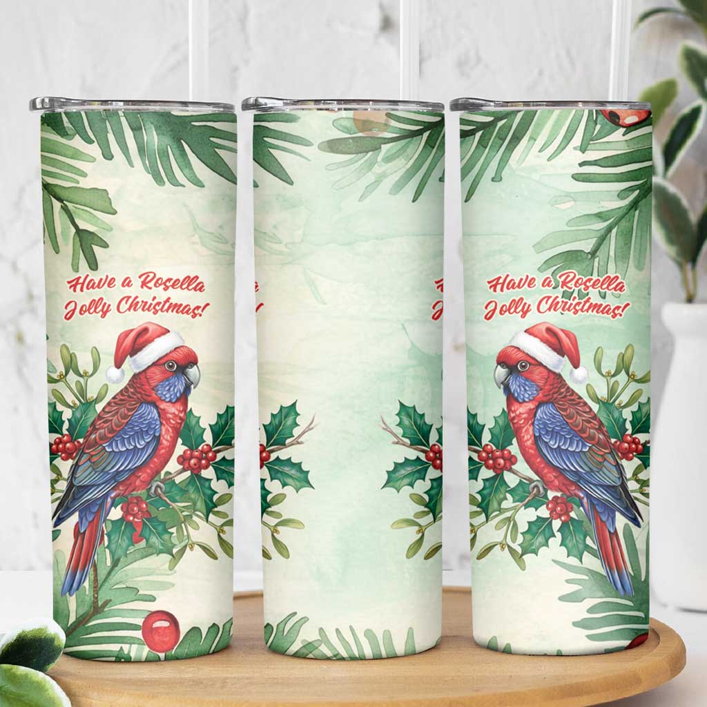 Watercolor Floral Crimson Rosella Skinny Tumbler It’s Aussie Christmas Time! - Aussie Hoodie