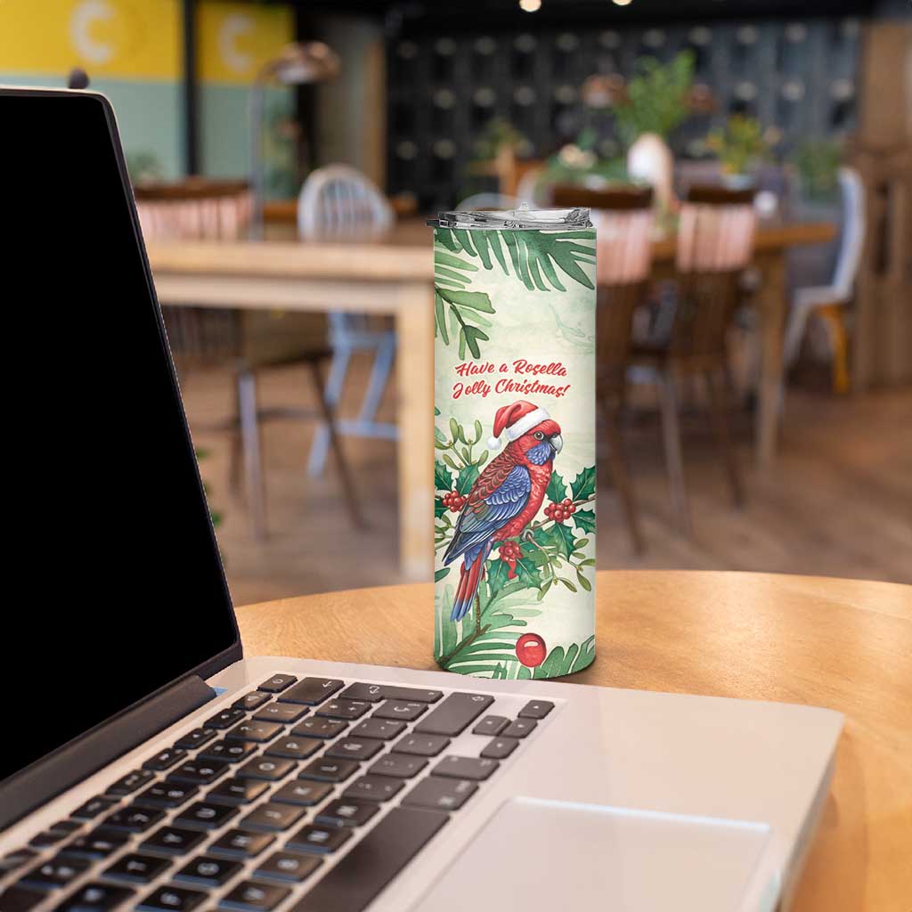 Watercolor Floral Crimson Rosella Skinny Tumbler It’s Aussie Christmas Time! - Aussie Hoodie