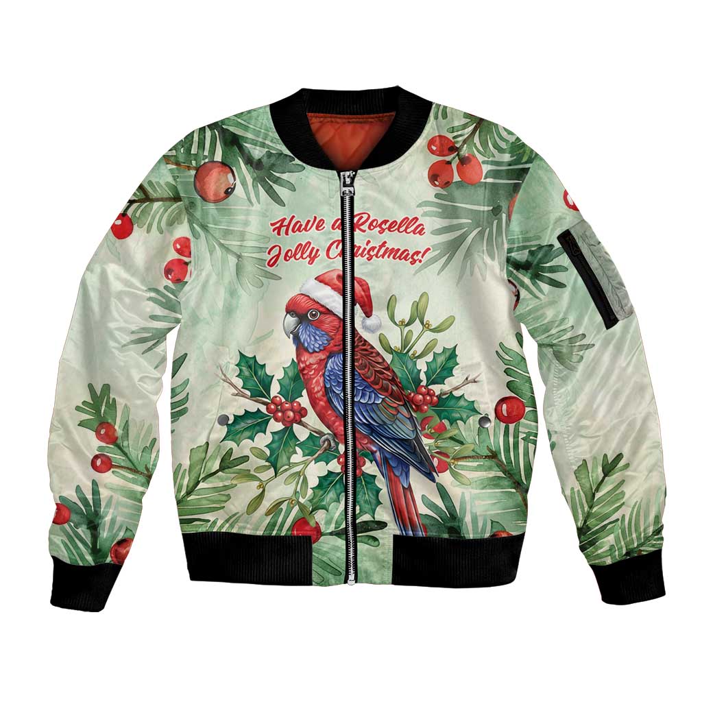 Watercolor Floral Crimson Rosella Sleeve Zip Bomber Jacket It’s Aussie Christmas Time! - Aussie Hoodie