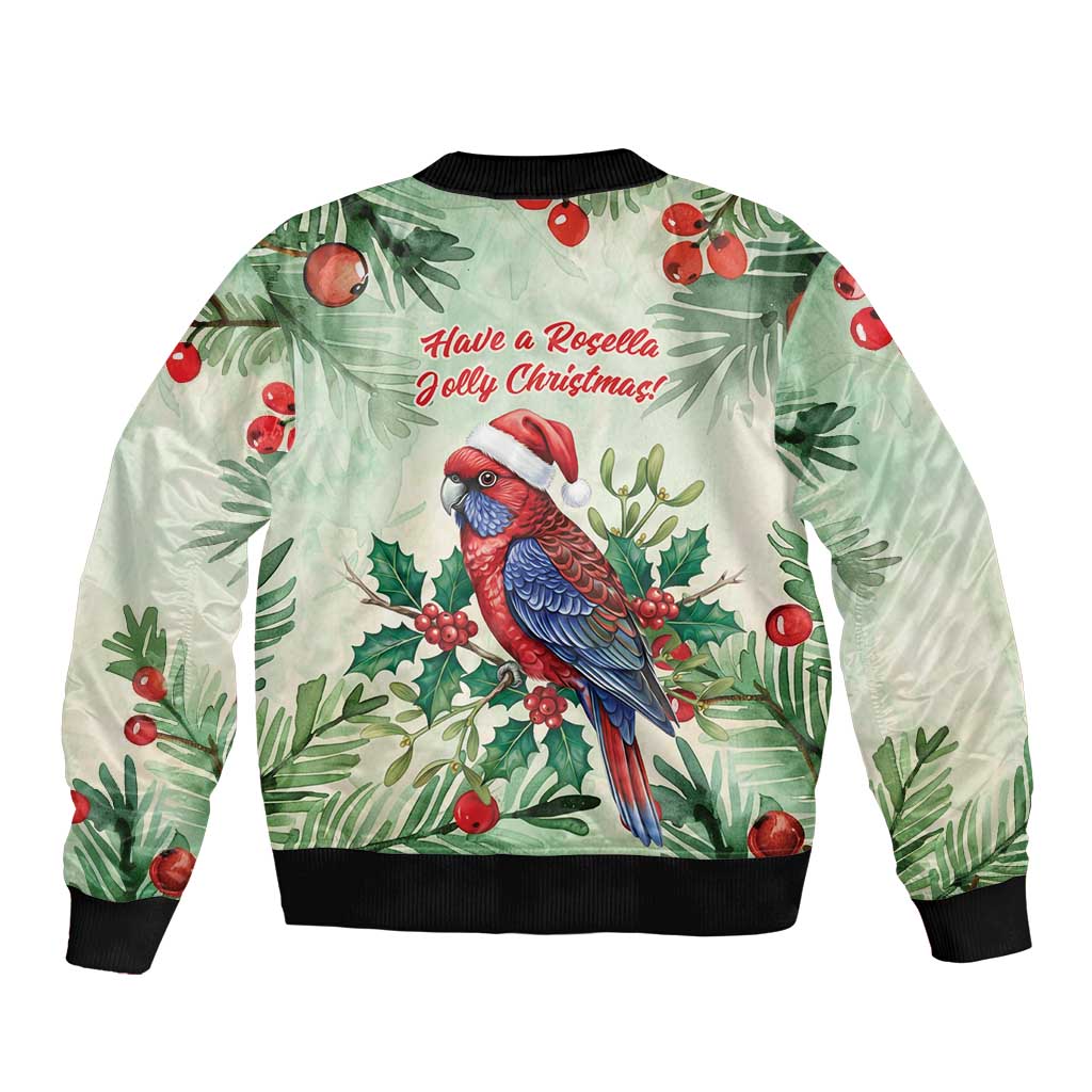 Watercolor Floral Crimson Rosella Sleeve Zip Bomber Jacket It’s Aussie Christmas Time! - Aussie Hoodie