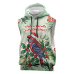 Watercolor Floral Crimson Rosella Sleeveless Hoodie It’s Aussie Christmas Time! - Aussie Hoodie