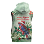 Watercolor Floral Crimson Rosella Sleeveless Hoodie It’s Aussie Christmas Time! - Aussie Hoodie