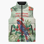 Watercolor Floral Crimson Rosella Sleeveless Puffer Jacket It’s Aussie Christmas Time! - Aussie Hoodie