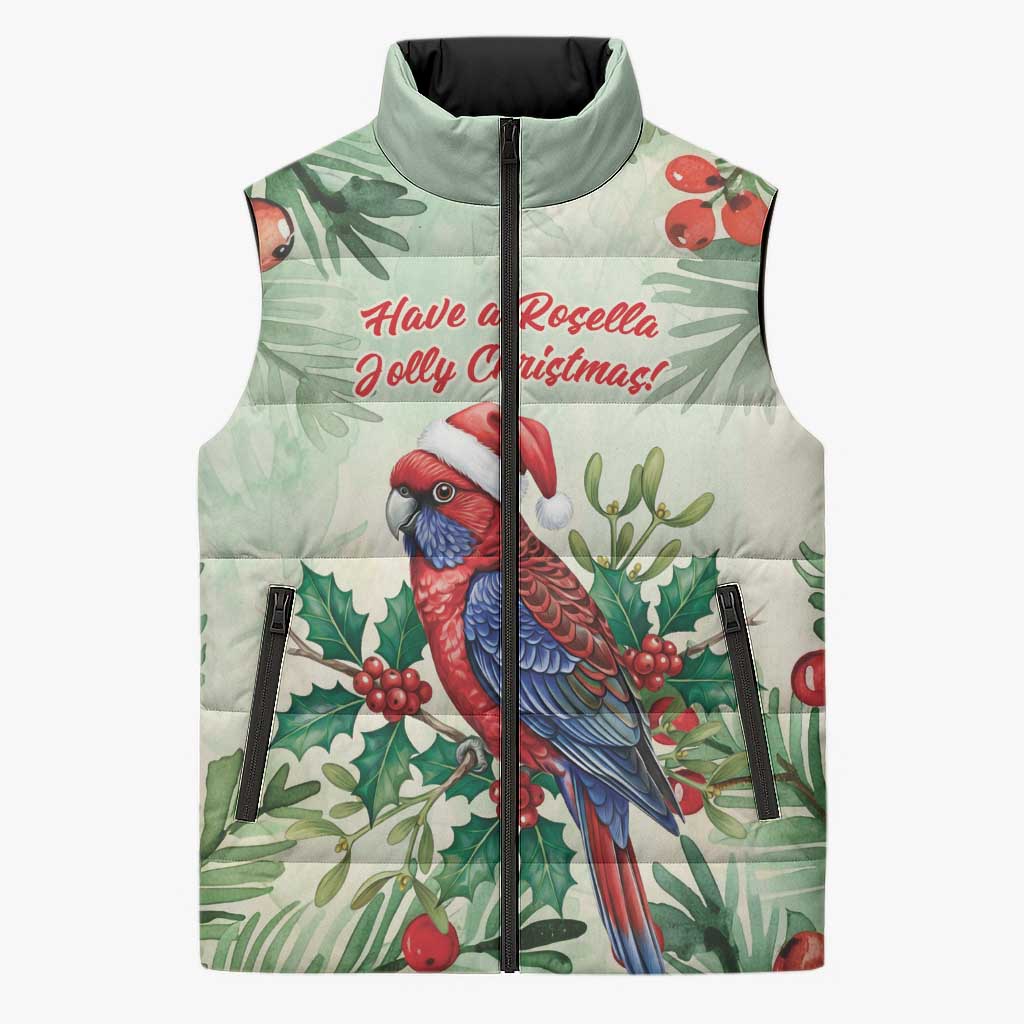 Watercolor Floral Crimson Rosella Sleeveless Puffer Jacket It’s Aussie Christmas Time! - Aussie Hoodie