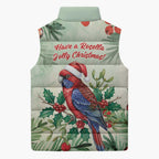 Watercolor Floral Crimson Rosella Sleeveless Puffer Jacket It’s Aussie Christmas Time! - Aussie Hoodie