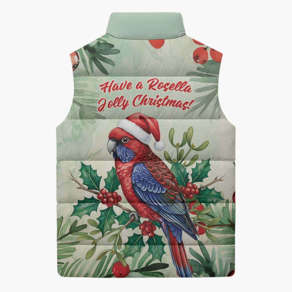 Watercolor Floral Crimson Rosella Sleeveless Puffer Jacket It’s Aussie Christmas Time! - Aussie Hoodie