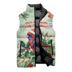 Watercolor Floral Crimson Rosella Sleeveless Puffer Jacket It’s Aussie Christmas Time! - Aussie Hoodie
