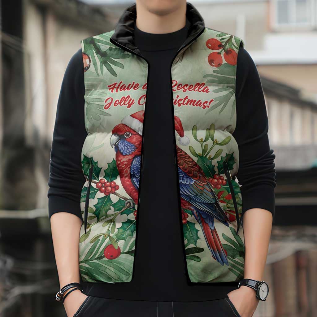 Watercolor Floral Crimson Rosella Sleeveless Puffer Jacket It’s Aussie Christmas Time! - Aussie Hoodie