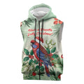 Watercolor Floral Crimson Rosella Sleeveless Zip Hoodie Its Aussie Christmas Time! LT9