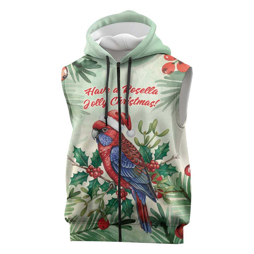 Watercolor Floral Crimson Rosella Sleeveless Zip Hoodie Its Aussie Christmas Time! LT9