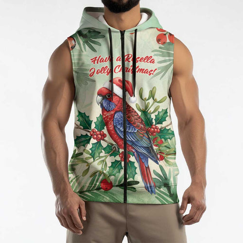 Watercolor Floral Crimson Rosella Sleeveless Zip Hoodie Its Aussie Christmas Time! LT9
