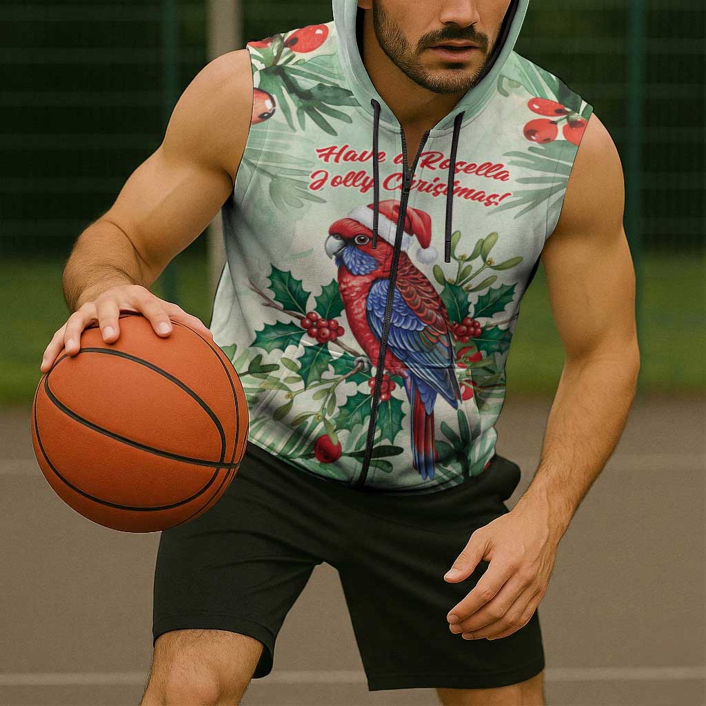 Watercolor Floral Crimson Rosella Sleeveless Zip Hoodie Its Aussie Christmas Time! LT9