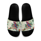Watercolor Floral Crimson Rosella Slide Sandals It’s Aussie Christmas Time! - Aussie Hoodie