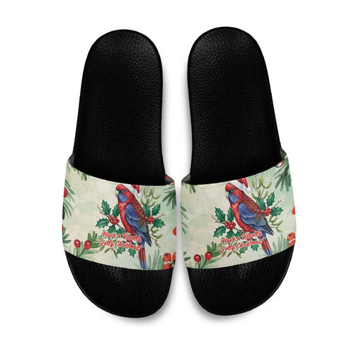 Watercolor Floral Crimson Rosella Slide Sandals It’s Aussie Christmas Time! - Aussie Hoodie