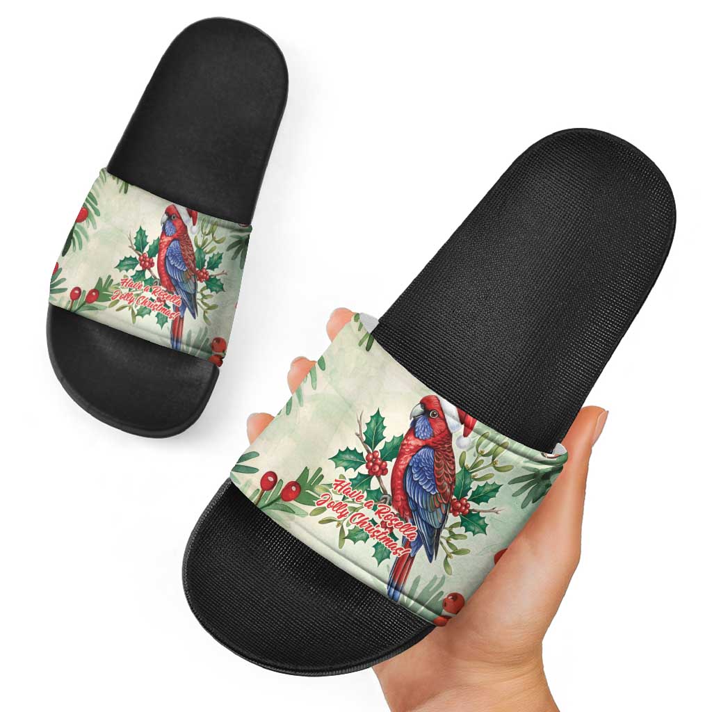 Watercolor Floral Crimson Rosella Slide Sandals It’s Aussie Christmas Time! - Aussie Hoodie