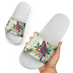 Watercolor Floral Crimson Rosella Slide Sandals It’s Aussie Christmas Time! - Aussie Hoodie