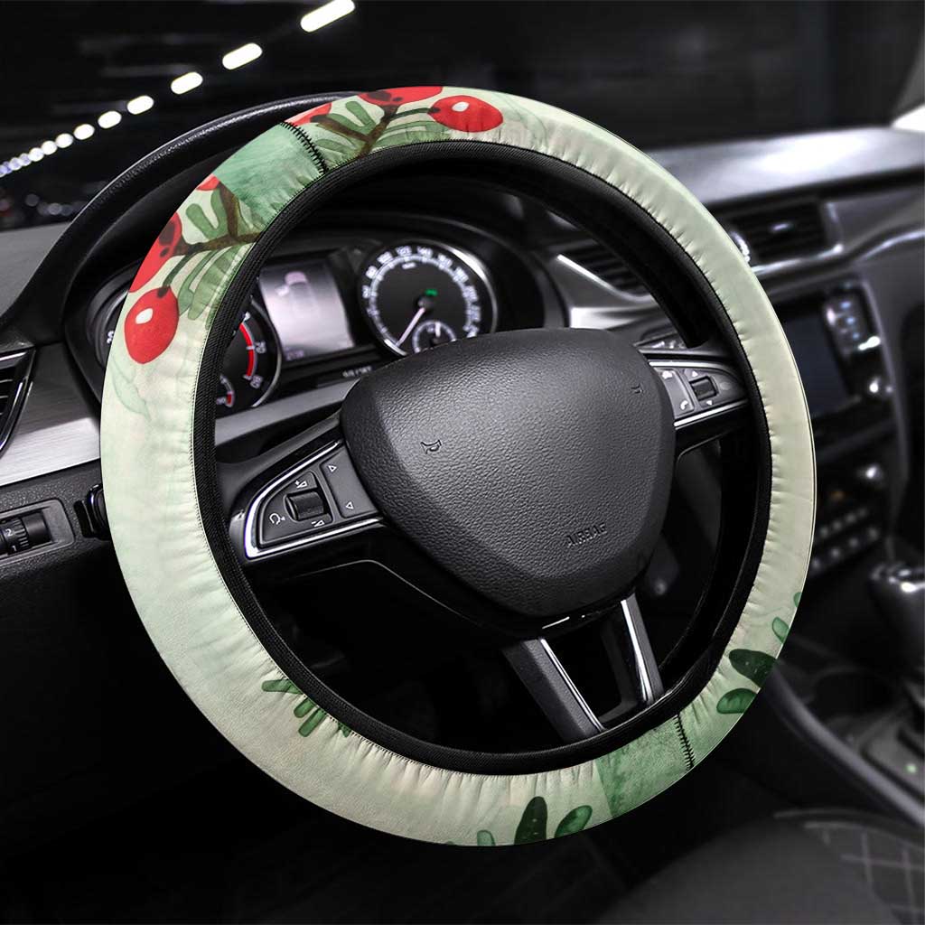 Watercolor Floral Crimson Rosella Steering Wheel Cover It’s Aussie Christmas Time! - Aussie Hoodie