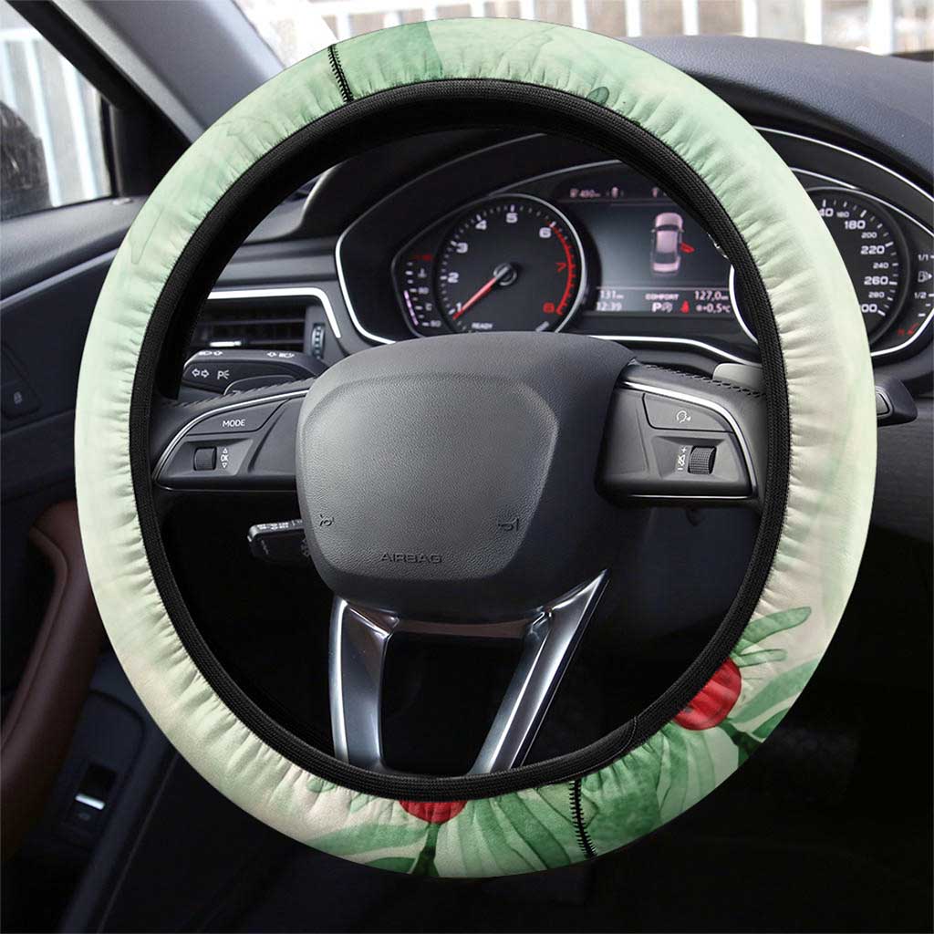 Watercolor Floral Crimson Rosella Steering Wheel Cover It’s Aussie Christmas Time! - Aussie Hoodie