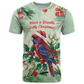 Watercolor Floral Crimson Rosella T Shirt It’s Aussie Christmas Time! - Aussie Hoodie