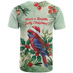 Watercolor Floral Crimson Rosella T Shirt It’s Aussie Christmas Time! - Aussie Hoodie