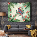 Watercolor Floral Crimson Rosella Tapestry It’s Aussie Christmas Time! - Aussie Hoodie