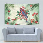 Watercolor Floral Crimson Rosella Tapestry It’s Aussie Christmas Time! - Aussie Hoodie