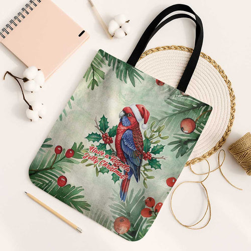 Watercolor Floral Crimson Rosella Tote Bag It’s Aussie Christmas Time! - Aussie Hoodie
