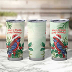 Watercolor Floral Crimson Rosella Tumbler Cup It’s Aussie Christmas Time! - Aussie Hoodie