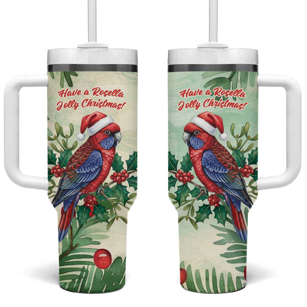 Watercolor Floral Crimson Rosella Tumbler With Handle It’s Aussie Christmas Time! - Aussie Hoodie