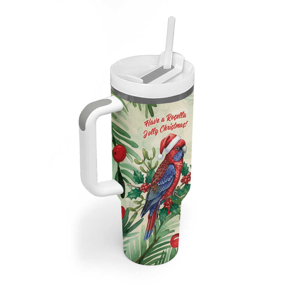 Watercolor Floral Crimson Rosella Tumbler With Handle It’s Aussie Christmas Time! - Aussie Hoodie