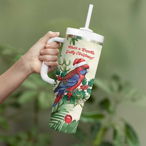 Watercolor Floral Crimson Rosella Tumbler With Handle It’s Aussie Christmas Time! - Aussie Hoodie