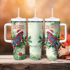 Watercolor Floral Crimson Rosella Tumbler With Handle It’s Aussie Christmas Time! - Aussie Hoodie