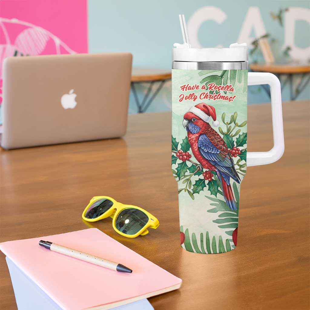 Watercolor Floral Crimson Rosella Tumbler With Handle It’s Aussie Christmas Time! - Aussie Hoodie