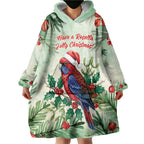 Watercolor Floral Crimson Rosella Wearable Blanket Hoodie It’s Aussie Christmas Time! - Aussie Hoodie